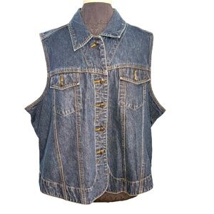 Vintage St. John's Bay Blue Denim Jean Plus Size Vest